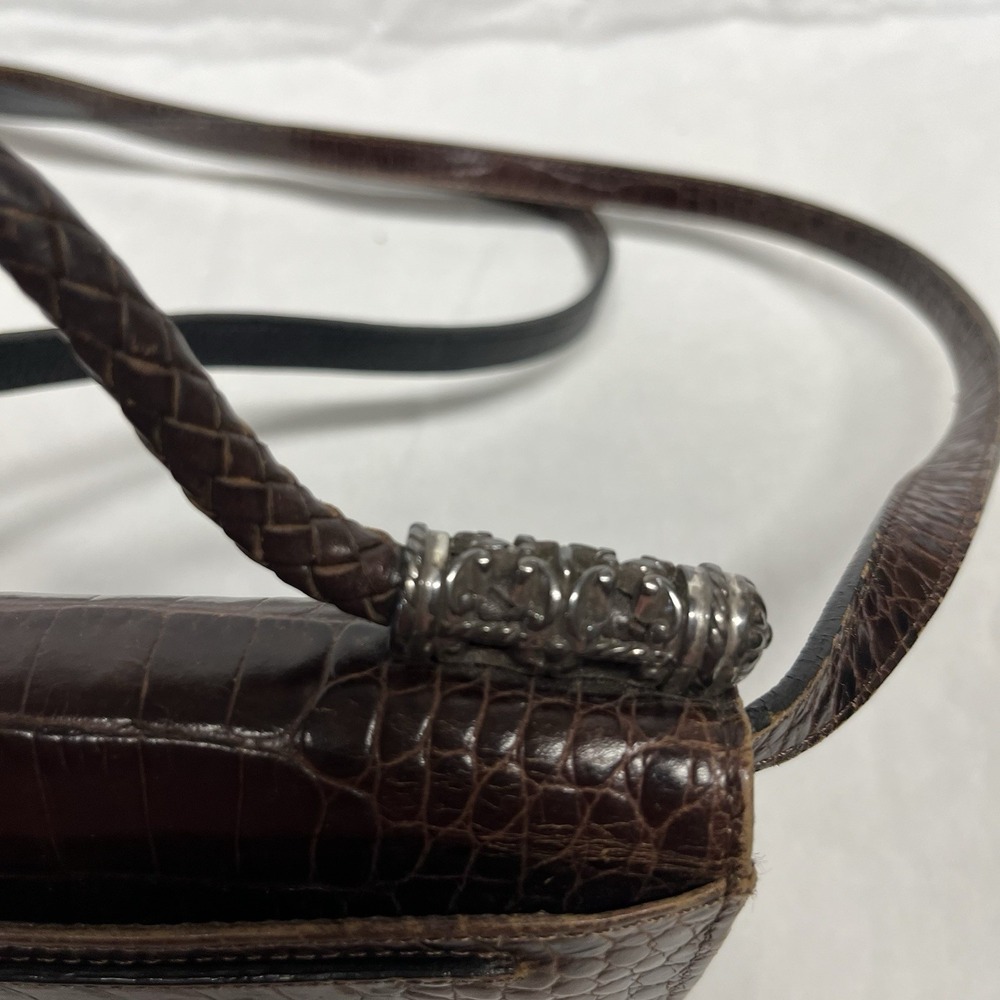 Brighton Brown & Black Croc Leather Crossbody-Shoulder Bag - Picture 4 of 13
